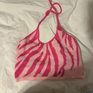 pink knit top zebra print
